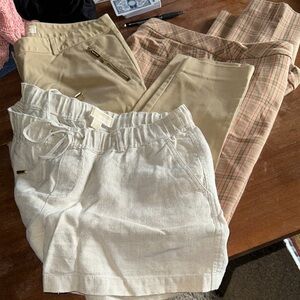 Stylish MK SHORTS Beige MK SKINNY PANTS AND J JILL CHECKERED 8 tall
